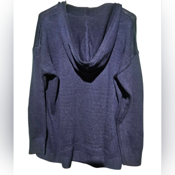 Marled Anchor Blue Knit Sweater Size Large EUC PTP 24 - Picture 4 of 4